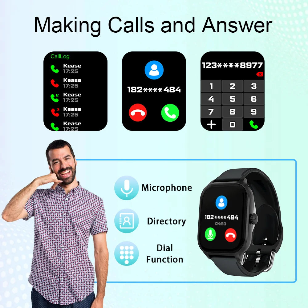 Montres connectées LAXASFIT H9 et H6 – Appels via le cadran – Suivi des calories – Surveillance de la fréquence cardiaque et de l'oxygène dans le sang – Montre intelligente Bluetooth
