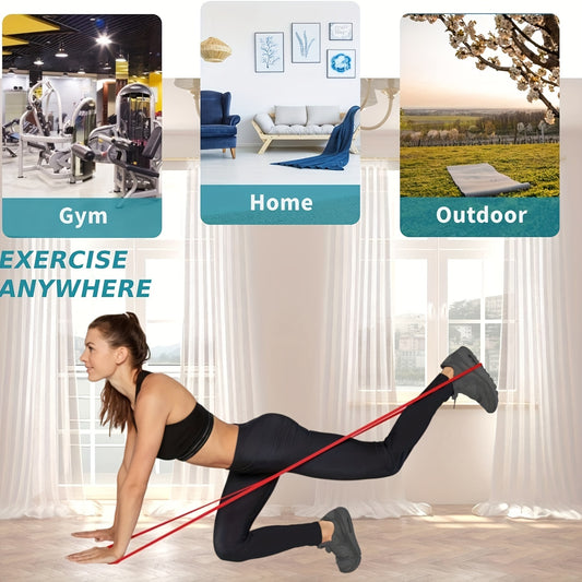 Lot de 4 bandes de résistance avec tension empilable – Bandes d'exercice et d'assistance aux tractions pour l'entraînement musculaire, le fitness, la mise en forme – Niveau de tension moyen, matériau TPE