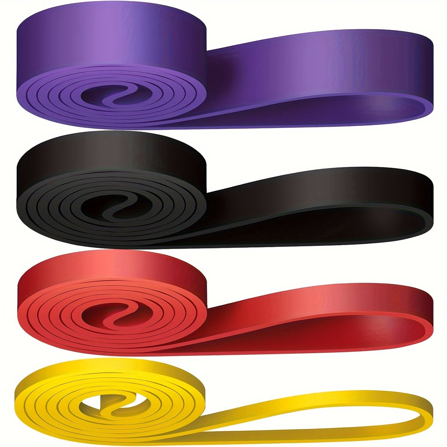 Lot de 4 bandes de résistance avec tension empilable – Bandes d'exercice et d'assistance aux tractions pour l'entraînement musculaire, le fitness, la mise en forme – Niveau de tension moyen, matériau TPE