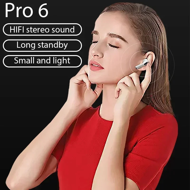 Écouteurs Bluetooth Pro 6 TWS – Casque sans fil Bluetooth – Écouteurs à réduction de bruit avec micro – Pro6 – Casque sans fil pour iPhone
