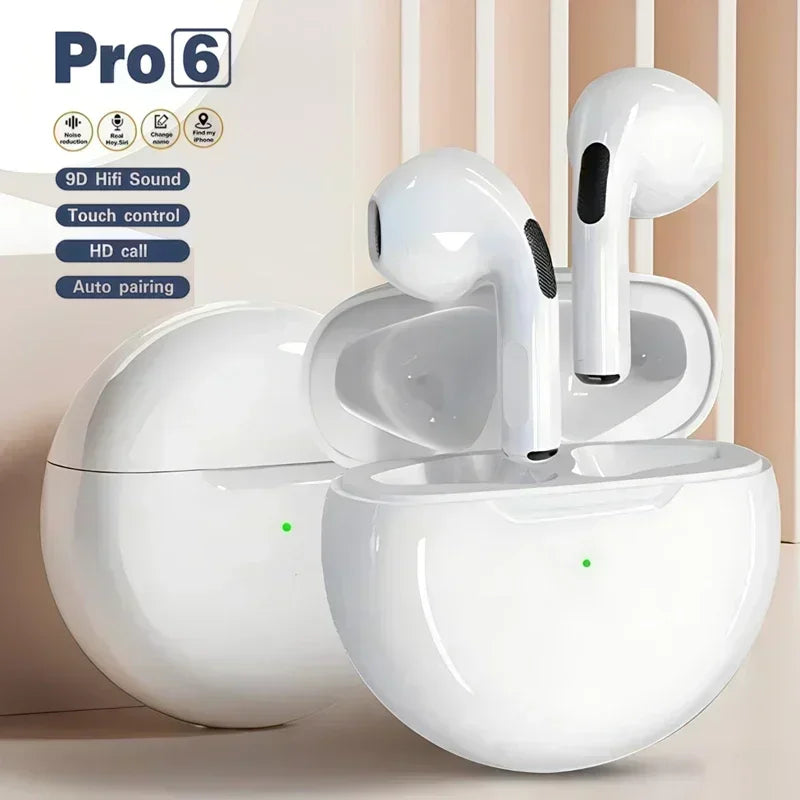 Écouteurs Bluetooth Pro 6 TWS – Casque sans fil Bluetooth – Écouteurs à réduction de bruit avec micro – Pro6 – Casque sans fil pour iPhone