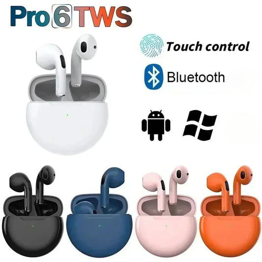 Écouteurs Bluetooth Pro 6 TWS – Casque sans fil Bluetooth – Écouteurs à réduction de bruit avec micro – Pro6 – Casque sans fil pour iPhone