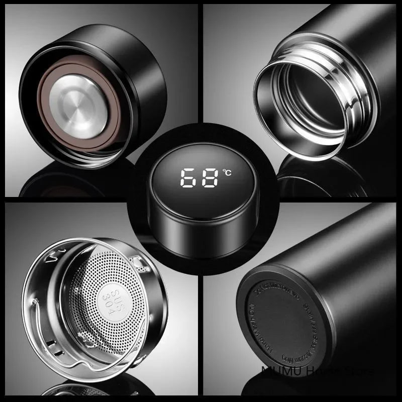 Bouteille thermos intelligente 500 ml avec affichage de température – Gourde de sport, tasse isotherme pour voiture – Garde au chaud et au froid – Mug thermique à vide